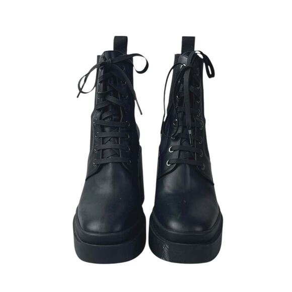 Clergerie Noam Womens Black Leather Lace Up Block Heels Platforn Ankle Boots 7.5 - Picture 2 of 8